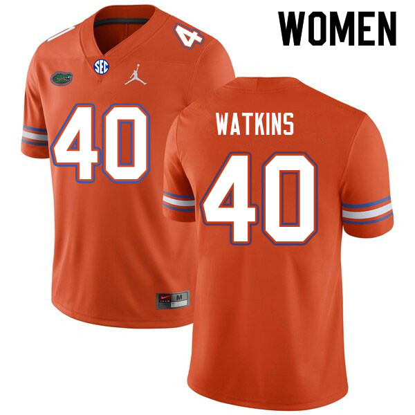 Women #40 Jacob Watkins Florida Gators College Football Jerseys Sale-Orange